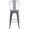 Merrick Lane Vesemir Stool with Powder Coated Metal Frame and Textured Wooden Seat